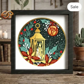 Christmas Candles Shadow Box SVG for Cricut | 3D Layered SVG Paper Cut Light Box Template