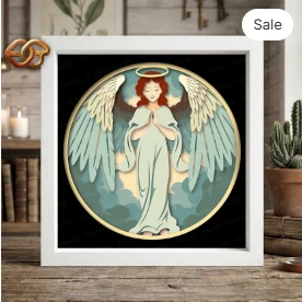 Angel Shadow Box SVG for Cricut | 3D Layered SVG Paper Cut Light Box Template