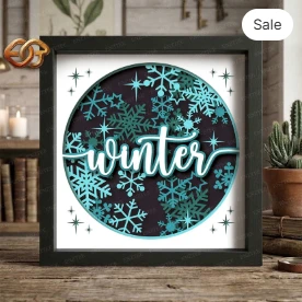Winter Shadow Box SVG for Cricut | 3D Layered SVG Paper cut Light Box Template