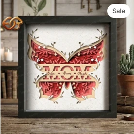 MOM Shadow Box SVG for Cricut | 3D Layered SVG Paper cut Light Box Template