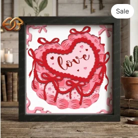 Heart Cake Shadow Box SVG for Cricut | 3D Layered SVG Paper cut Light Box Template
