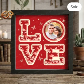 personalized I-ove Shadow Box SVG for Cricut | 3D Layered SVG Paper Cut Light Box Template