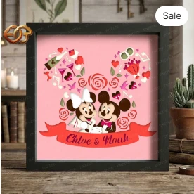 wedding Mouse Couple Shadow Box SVG for Cricut | 3D Layered SVG Paper Cut Light Box Template 1