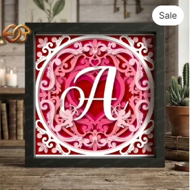 Mandala valentine Shadow Box SVG for Cricut | 3D Layered SVG Paper cut Light Box Template