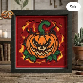 Pumpkin Fury Shadow Box SVG for Cricut | 3D Layered SVG Paper Cut Light Box Template
