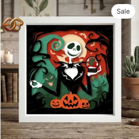 Nightmare Before Chrismas Shadow Box SVG for Cricut | 3D Layered SVG Paper Cut Light Box Template 4