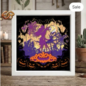 Nightmare Before Chrismas Shadow Box SVG for Cricut | 3D Layered SVG Paper Cut Light Box Template 3
