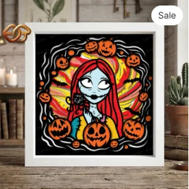 Nightmare Before Chrismas Shadow Box SVG for Cricut | 3D Layered SVG Paper Cut Light Box Template 2
