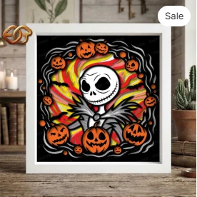 Nightmare Before Chrismas Shadow Box SVG for Cricut | 3D Layered SVG Paper Cut Light Box Template 1