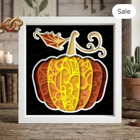 Pumpkin Shadow Box SVG for Cricut | 3D Layered SVG Paper Cut Light Box Template 2