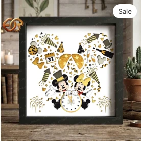 Happy New year Shadow Box SVG for Cricut | 3D Layered SVG Paper cut Light Box Template 1