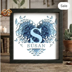 personalized Winter Monogram Shadow Box SVG for Cricut | 3D Layered SVG Paper Cut Light Box Template