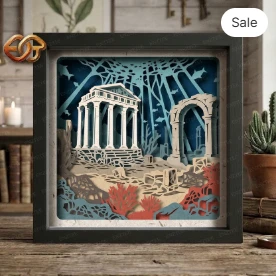Atlantis Shadow Box SVG for Cricut | 3D Layered SVG Paper cut Light Box Template
