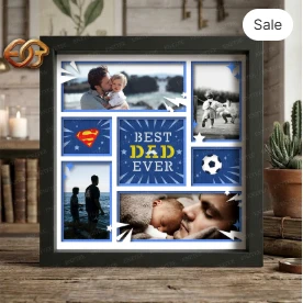 Best Dad Ever Shadow Box SVG for Cricut | 3D Layered SVG Paper Cut Light Box Template