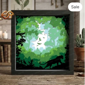 Forest Landscape Shadow Box SVG for Cricut | 3D Layered SVG Paper Cut Light Box Template