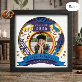 Graduation Shadow Box SVG for Cricut | 3D Layered SVG Paper Cut Light Box Template 1