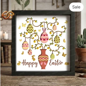 Easter Shadow Box SVG for Cricut | 3D Layered SVG Paper Cut Light Box Template 5
