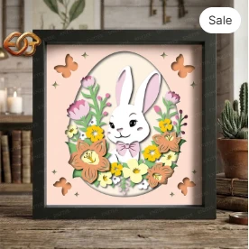 Easter Shadow Box SVG for Cricut | 3D Layered SVG Paper Cut Light Box Template 2