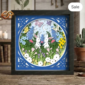 Easter Shadow Box SVG for Cricut | 3D Layered SVG Paper Cut Light Box Template 1