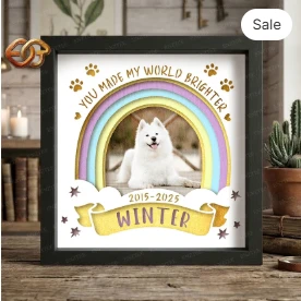 Custom pet Memorial Shadow Box SVG for Cricut | 3D Layered SVG Paper cut Light Box Template 2