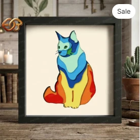 cat Shadow Box SVG for Cricut | 3D Layered SVG Paper Cut Light Box Template