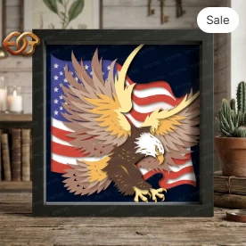 American Eagle Shadow Box SVG for Cricut | 3D Layered SVG Paper Cut Light Box Template