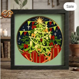 Christmas Tree Shadow Box SVG for Cricut | 3D Layered SVG Paper Cut Light Box Template 1